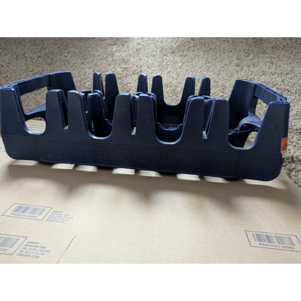 Vintage Pepsi Blue Plastic 2-Liter 8-Bottle Carrier Crate Unisex Man Cave Decor